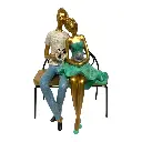 PAREJA EN SILLON METAL/MADERA DE POLIRESINA 14X14X21CM 3COLORES C/U.