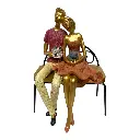 PAREJA EN SILLON METAL/MADERA DE POLIRESINA 14X14X21CM 3COLORES C/U.