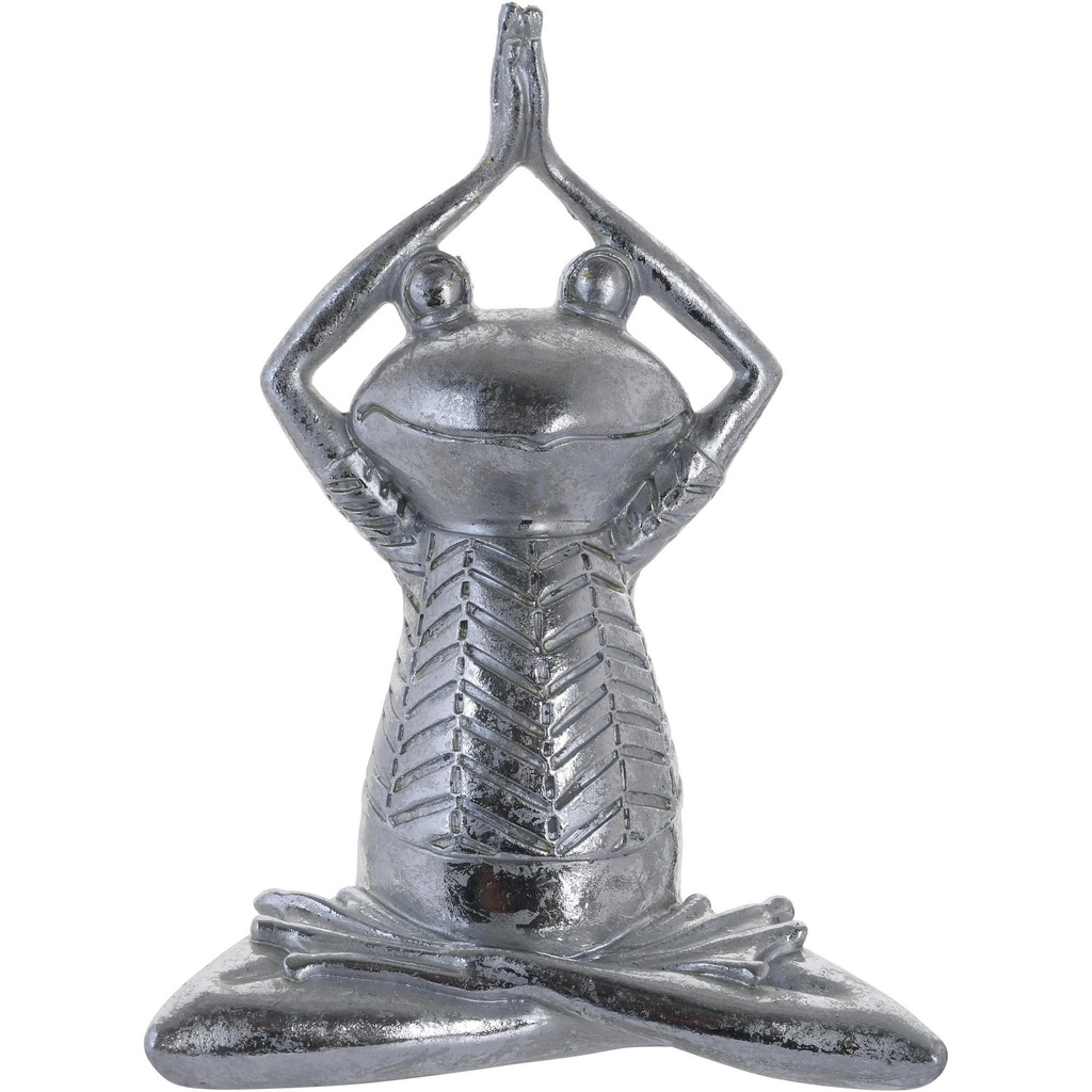 ADORNO DE RANA COLOR PLATA 21X15CM