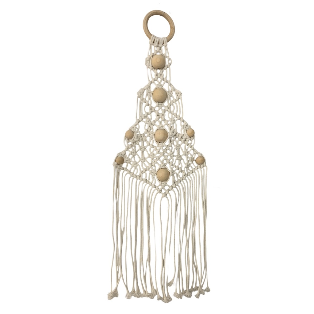 ADORNO MACRAME COLGANTE C/ESFERAS DE MADERA 22X60CM - REF:ES21663