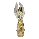 ANGEL POLIRESINA BLANCO/DORADO C/LUZ LED 37CM