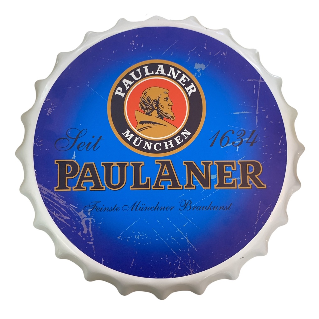 APLIQUE METALICO TAPA DE CERVEZA PAULANER MÜNCHEN 40X40CM