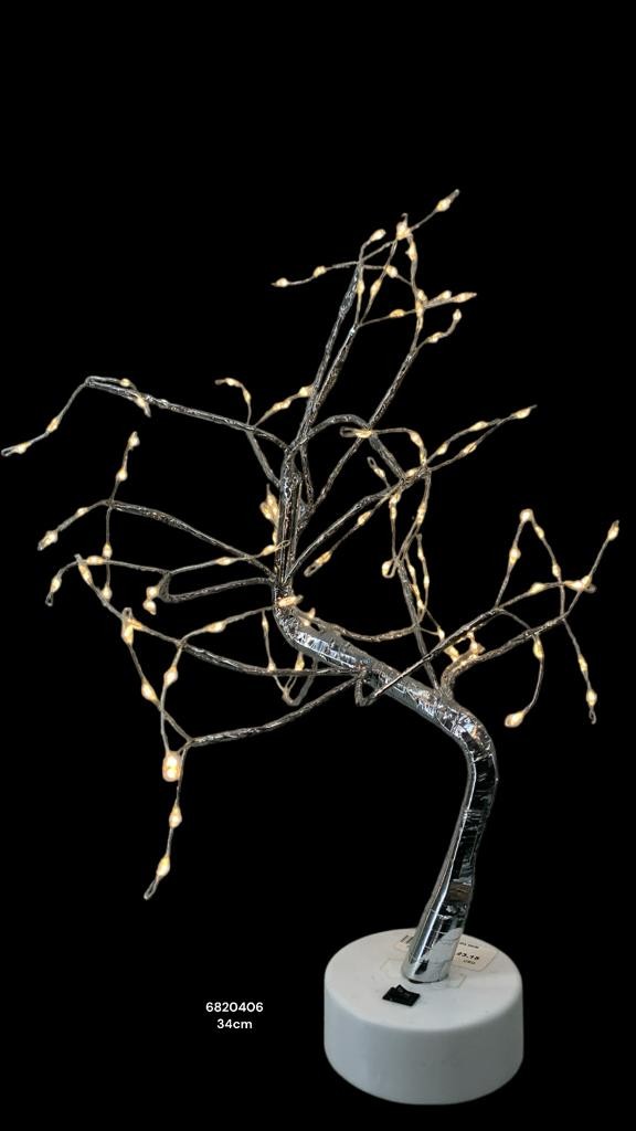 Árbol con luz microled cálida, 34cm. Batería - corriente
