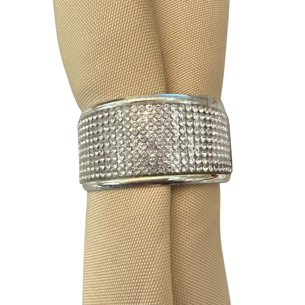 ARO DE SERVILLETA METALICO ARGOLLA PIEDRAS PLATA X6