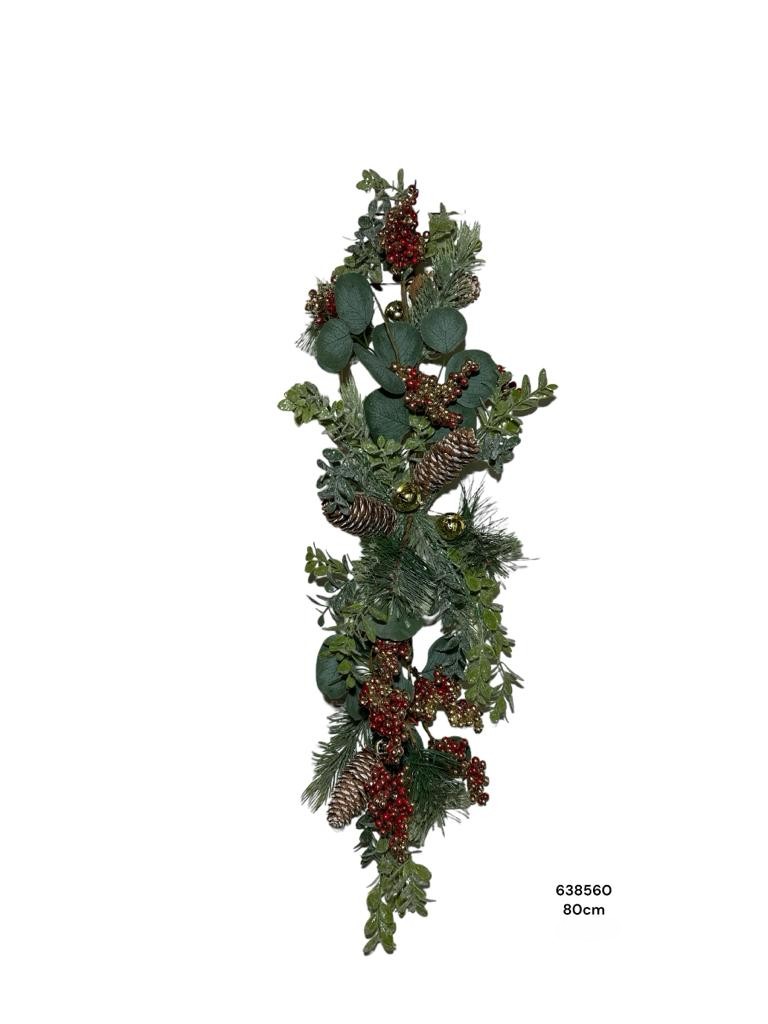 ARREGLO DE PINO FRUTOS ROJOS BELLOTA Y CASCABEL 80CM