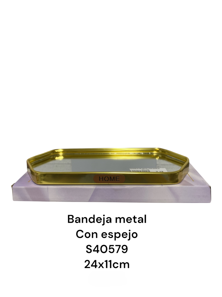 BANDEJA DE METAL CON ESPEJO 24X11CM