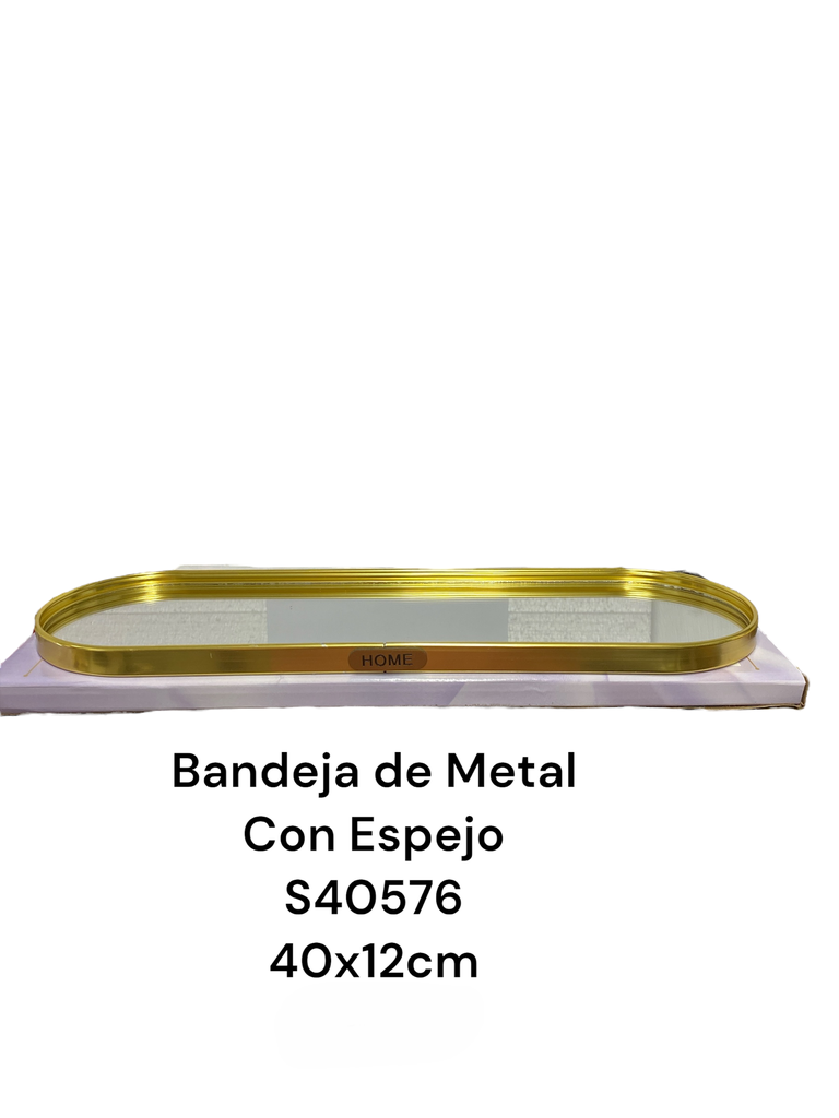 BANDEJA DE METAL CON ESPEJO 40X12CM