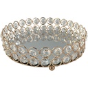 BANDEJA DECORATIVA DORADA REDONDA HERTA METAL CON ESPEJO 20X20X5.5CM