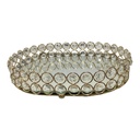 BANDEJA DORADA OVALADA HERTA METAL CON ESPEJO 25CM