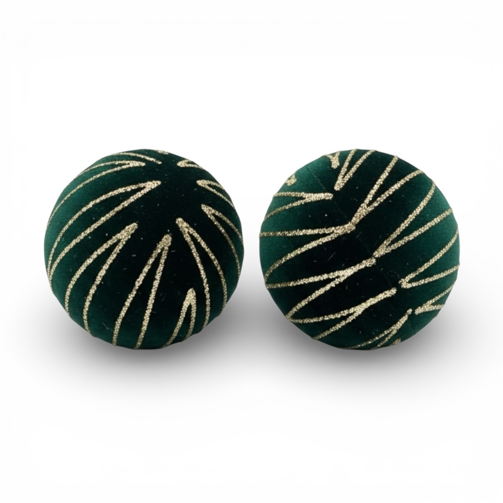 ESFERA NAVIDAD VERDE TERCIOPELO X2PZS. REF: ES24491 10CM