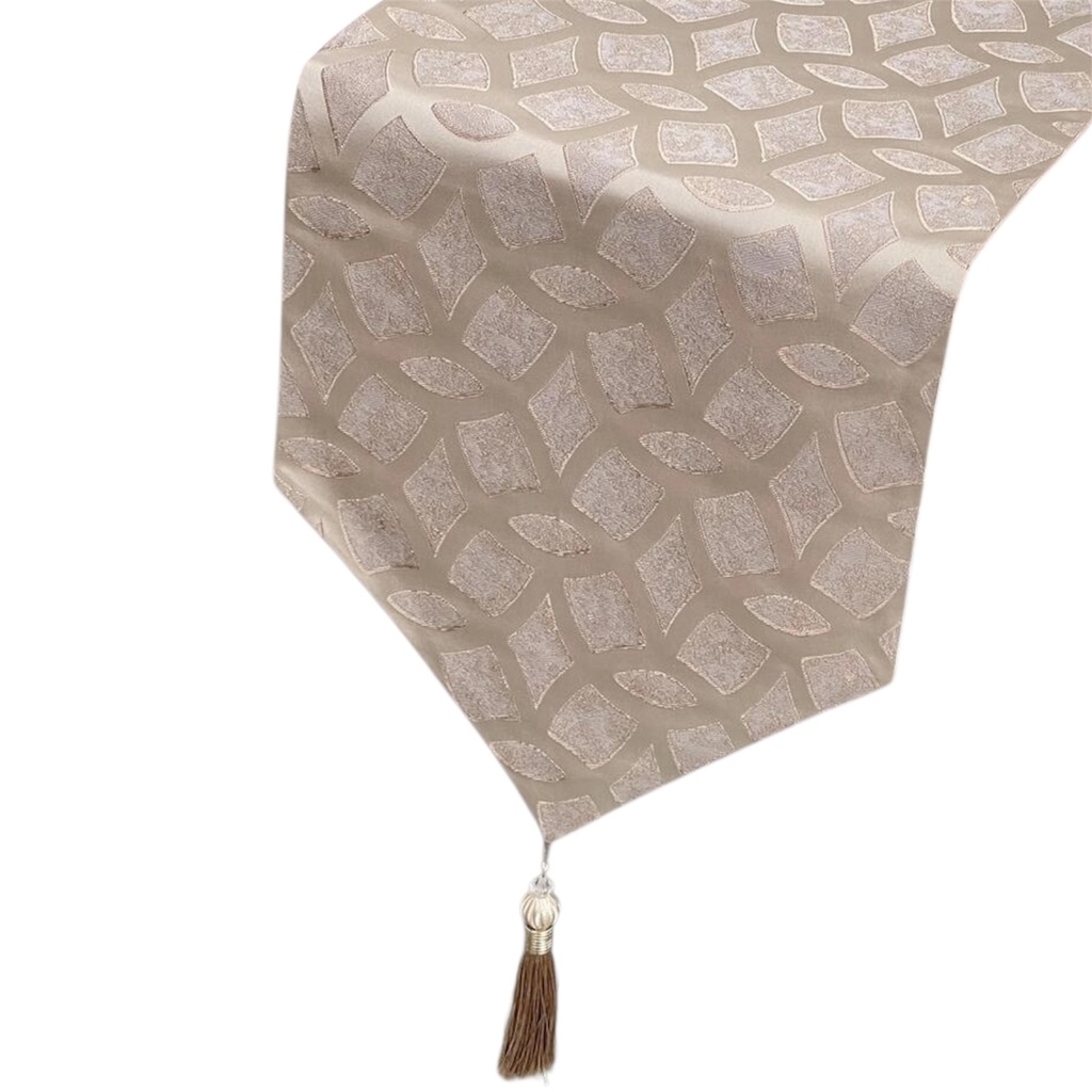 CAMINO DE MESA BEIGE/DORADO 210X33CM