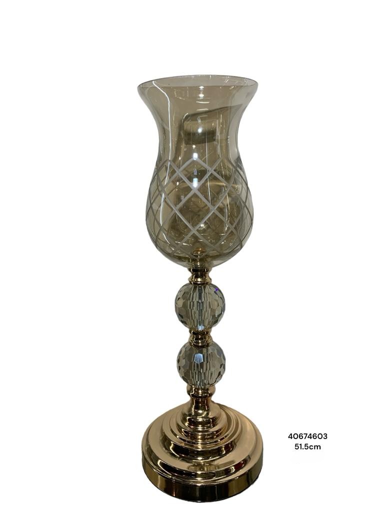 CANDELABRO CRISTAL DORADO, 51.5 CM