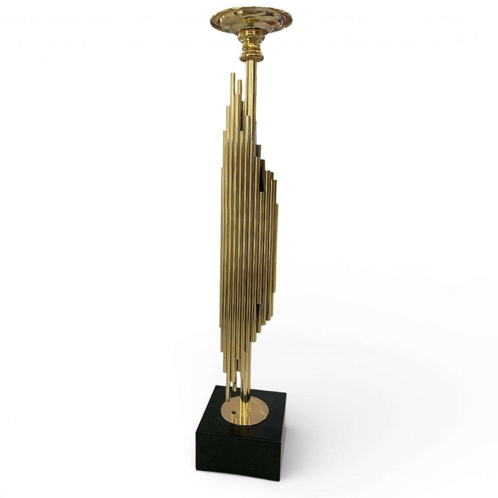 CANDELABRO LINEAS DORADAS 10X10X52CM