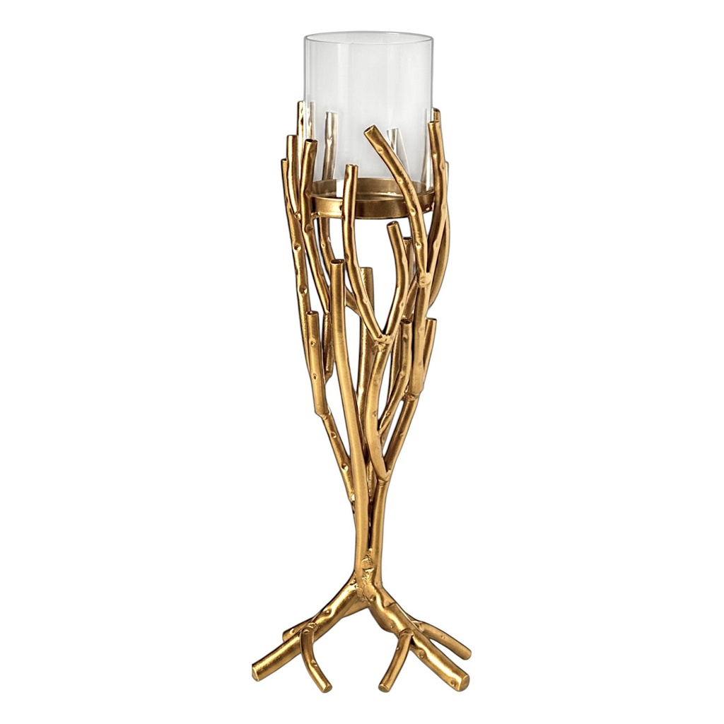 Candelabro dorado ramas 16x40cm