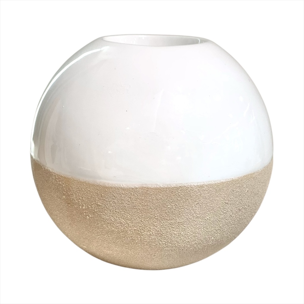 CANDELABRO PORCELANA BLANCO/ARENA REF:DLH22B522B 11X11X10CM