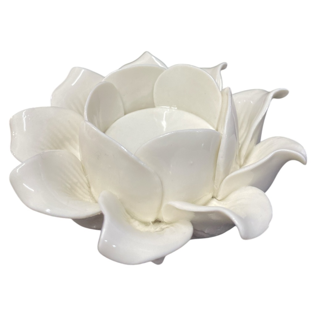 CANDELABRO PORCELANA FLOR BLANCA 11CM IC750-1