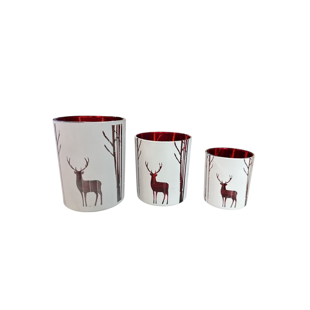 CANDELABRO ROJO/BLANCO 13/11/8CM