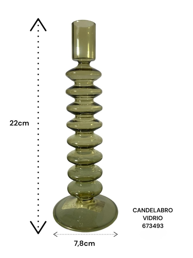 CANDELABRO VIDRIO ES23348 7.8X22CM