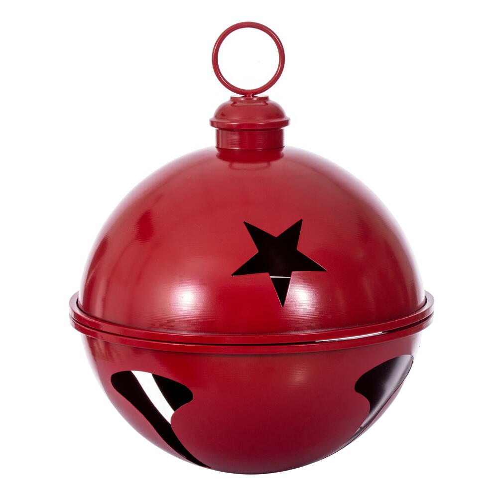 Cascabel navideño metálico rojo, 26x20cm Ø20CM