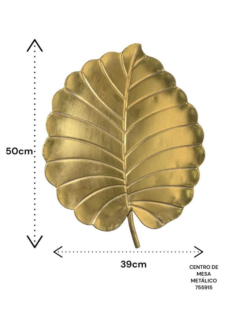 CENTRO DE MESA HOJA METALICA DORADA ES22650 39X50CM