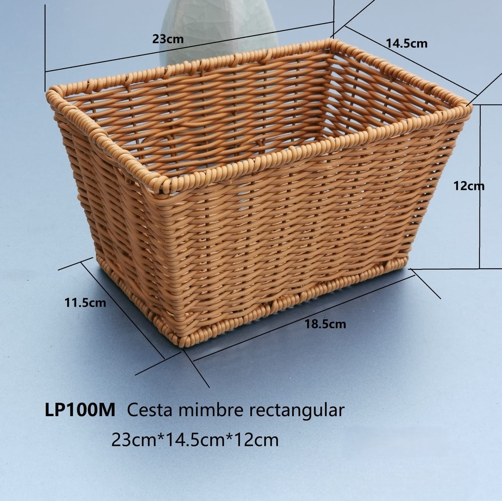 CESTO RATÁN RECTANGULAR 23X14.5X12CM