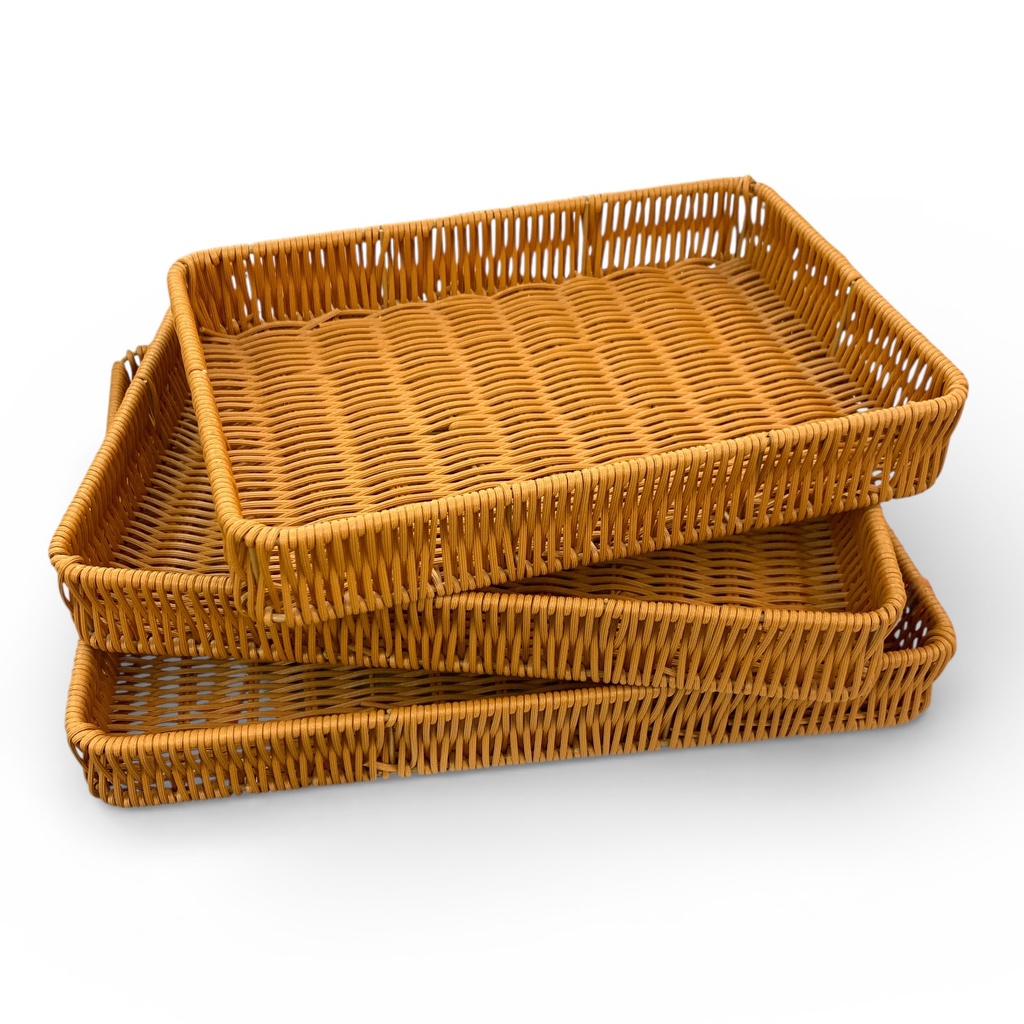 SET DE 3 CESTOS RATÁN RECTANGULAR P:30X5X20CM, M:35X5X25CM, G:38X5X29CM