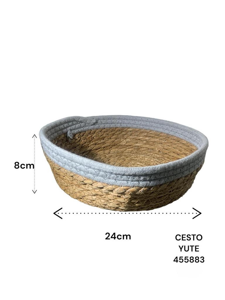CESTO YUTE BORDE GRIS 24X8CM BA1661A