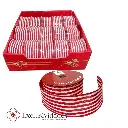 CINTA NAVIDEÑA LINEAS ROJO/BLANCO 10YRDS LARGO X 7CM ANCHO