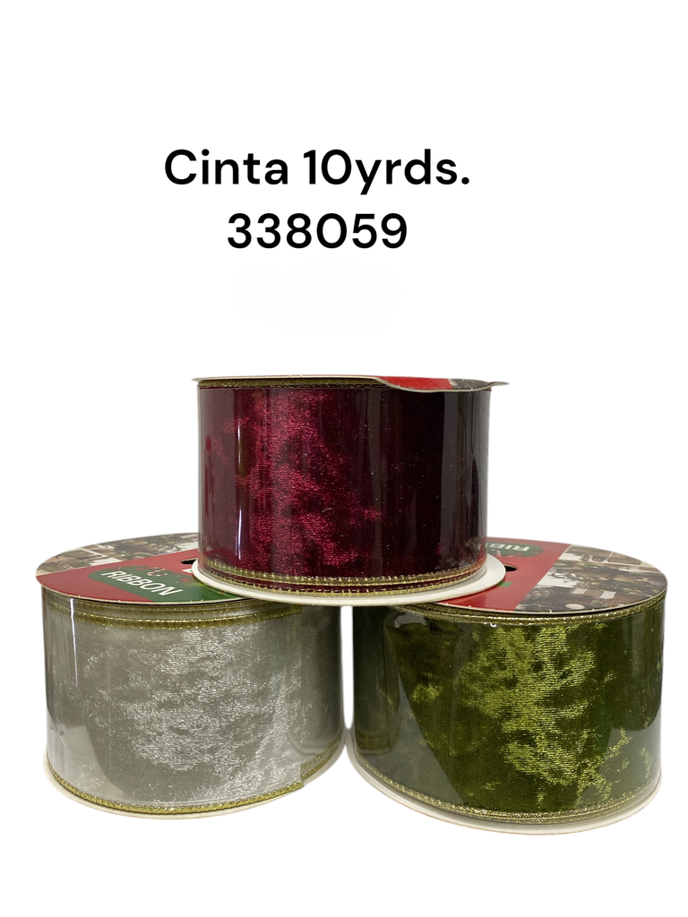 CINTA TERCIOPELO ALAMBRADA REF: ES20569 3 COL.  6.3CM  Y 10 YRDS.