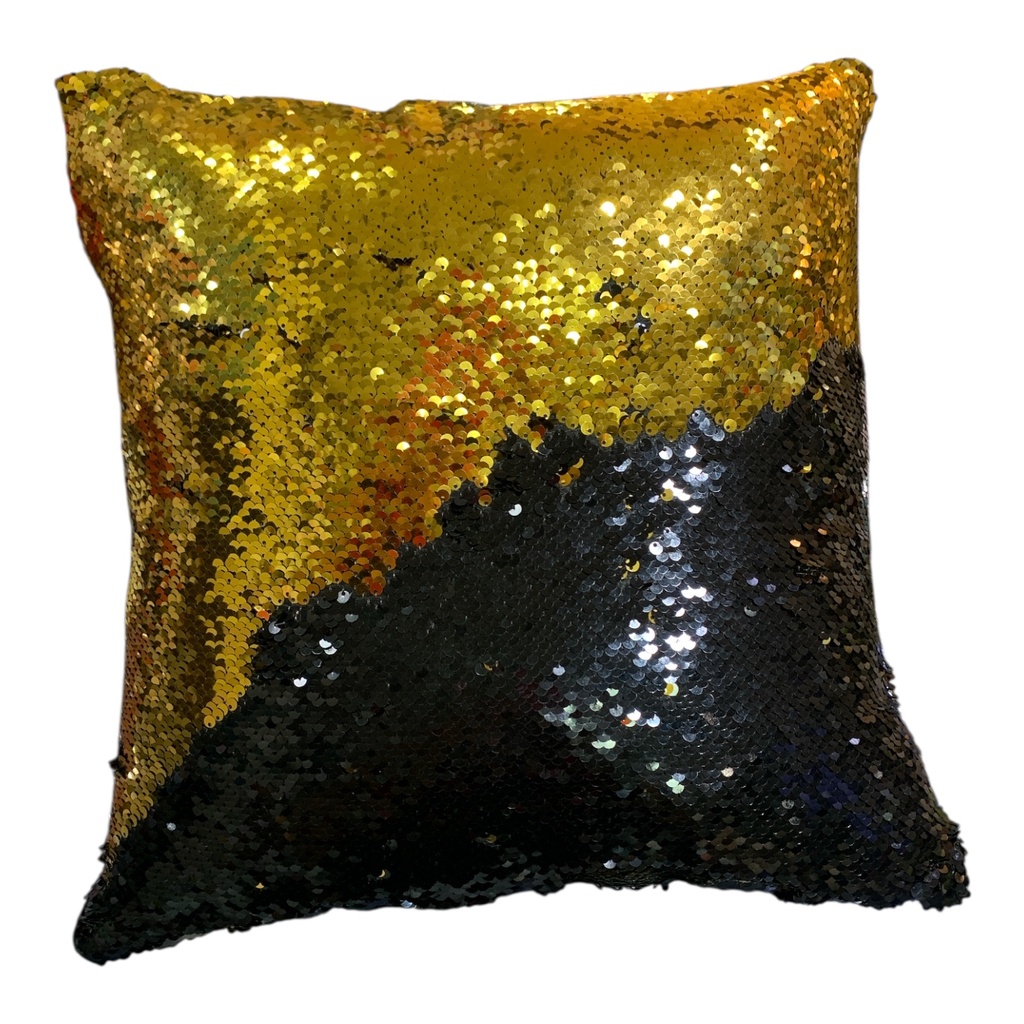 COJIN CON LENTEJUELAS AMARILLO/NEGRO 40*40CM