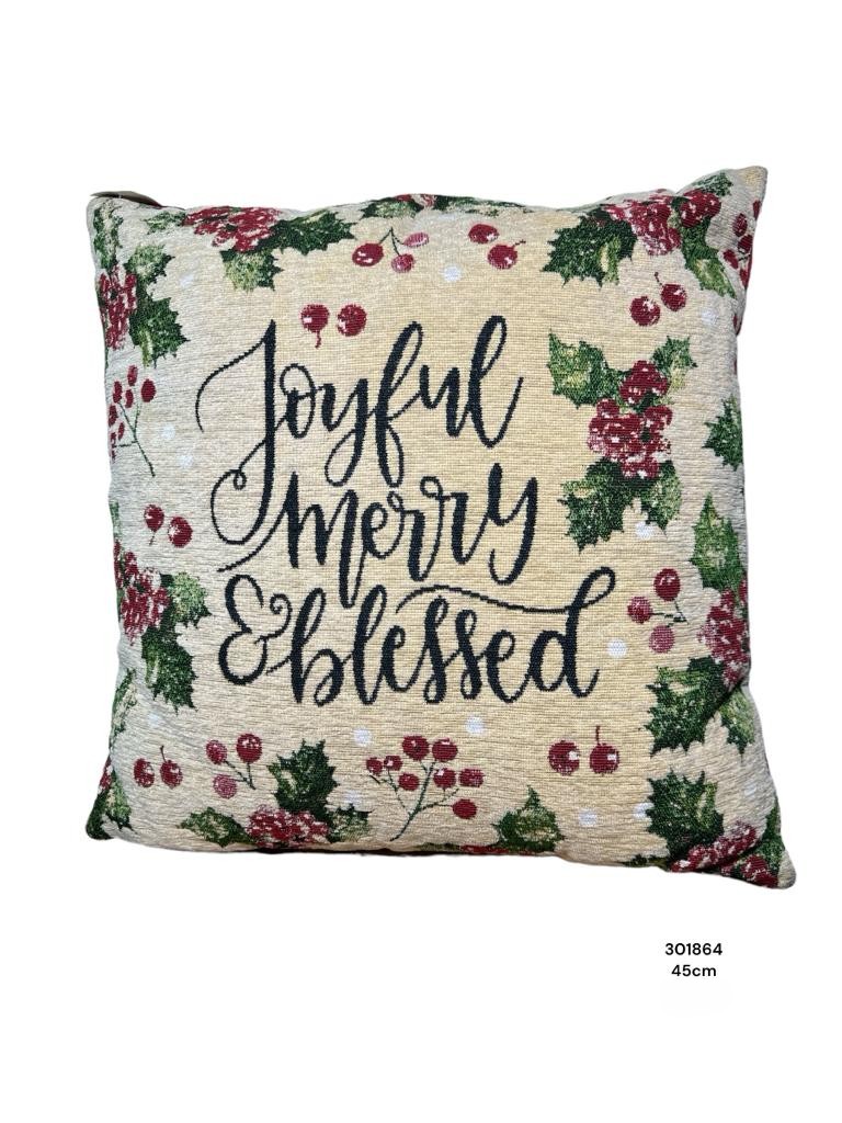 COJIN NAVIDEÑO JOYFUL MERRY 45X45CM