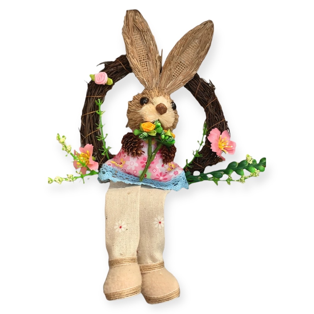 CONEJO PASCUA EN CORONA 14X30CM