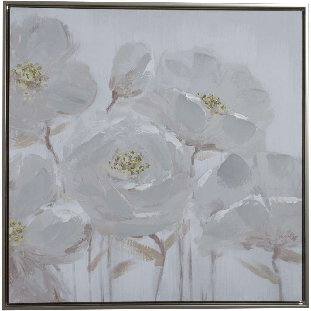 CUADRO AL OLEO FLORES 63X63CM