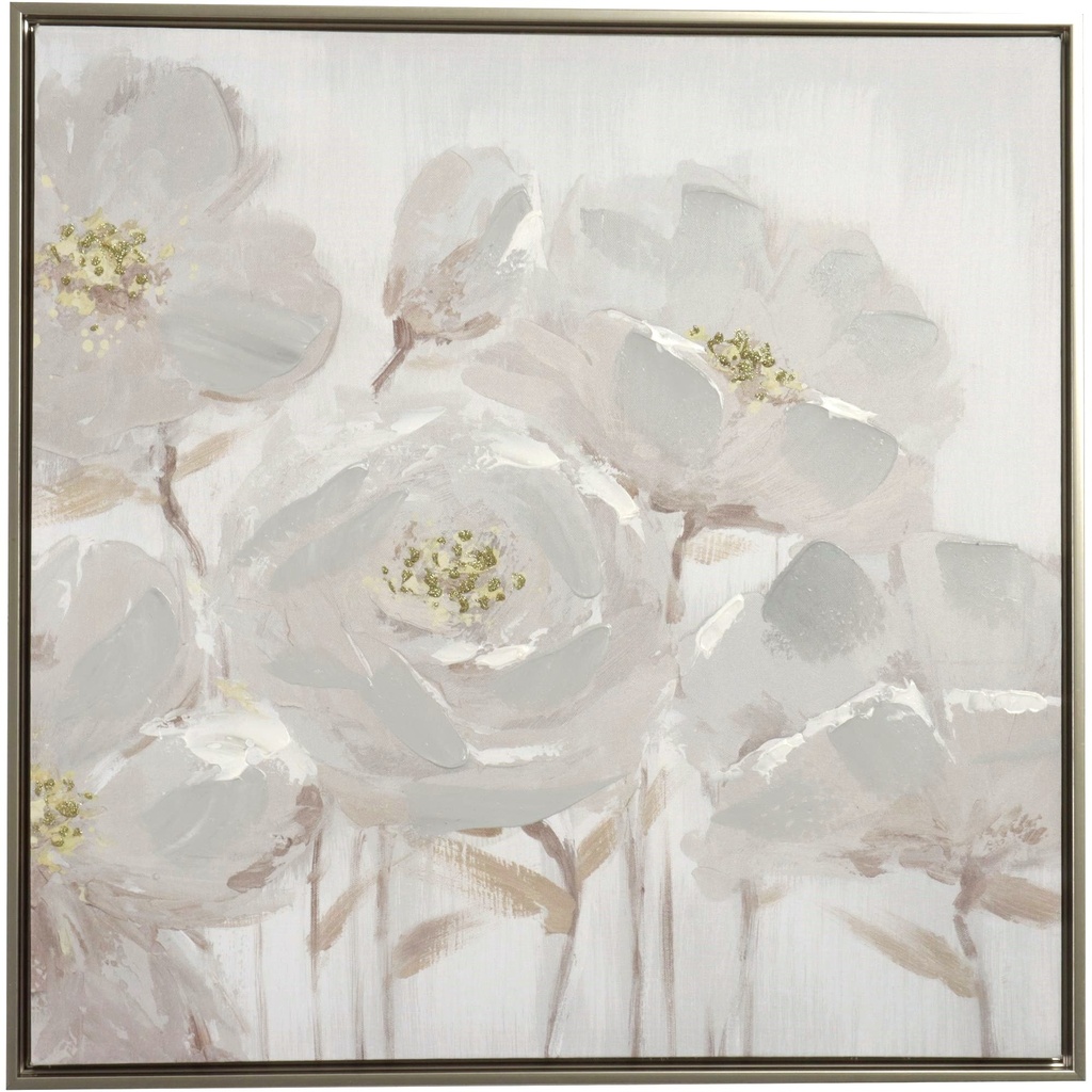 CUADRO AL OLEO NUDE FLORES 63X63CM