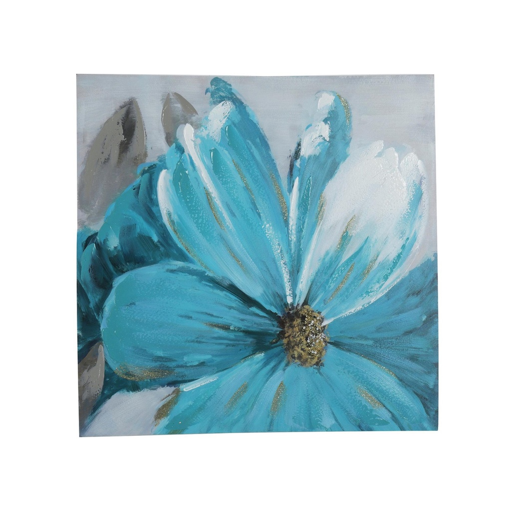 CUADRO AL OLEO FLOR TURQUEZA 80X80CM