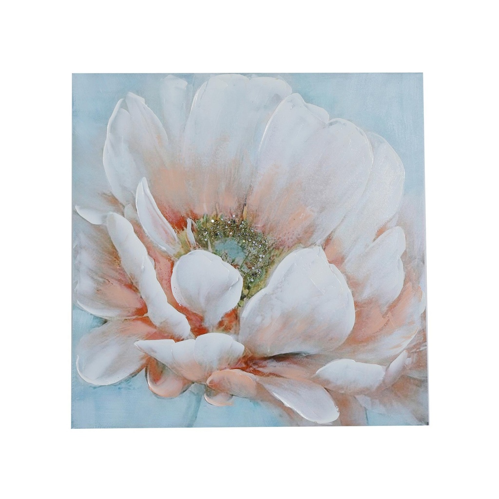 CUADRO AL OLEO ROSA MELON 80X80CM
