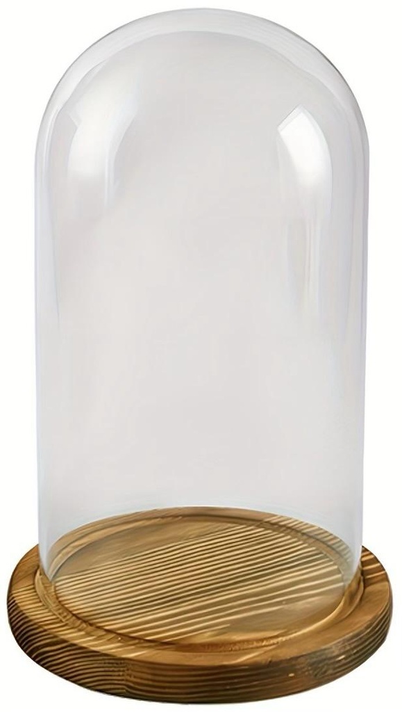 CUPULA DE VIDRIO BASE MADERA 12X20CM