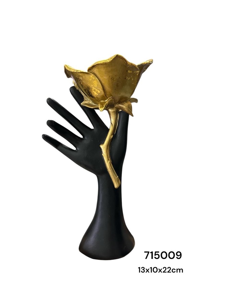FIGURA MANO CON FLOR DORADA REF:ES22064 (13X10X22CM)