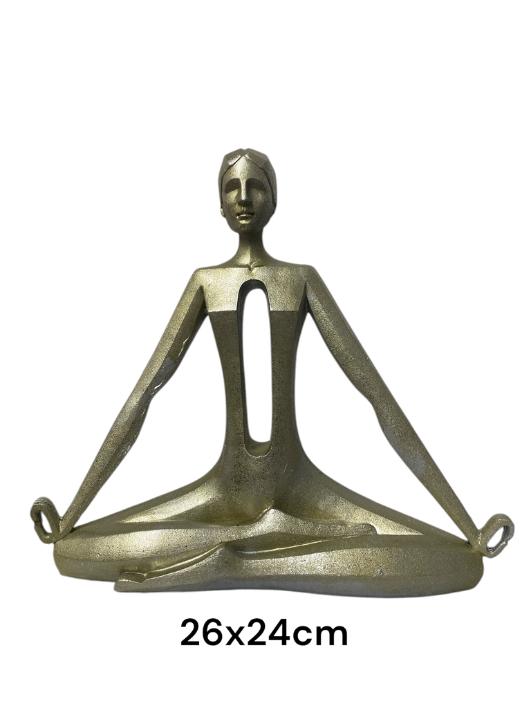 FIGURA MUJER YOGA PLATEADA 25 X 26 CM