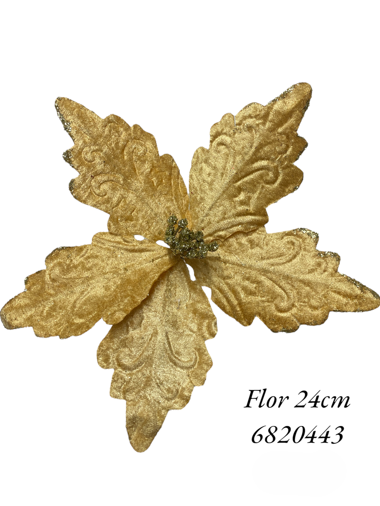 FLOR NAVIDEÑA 24CM ROJ-DOR-PLAT-ROS-NUD