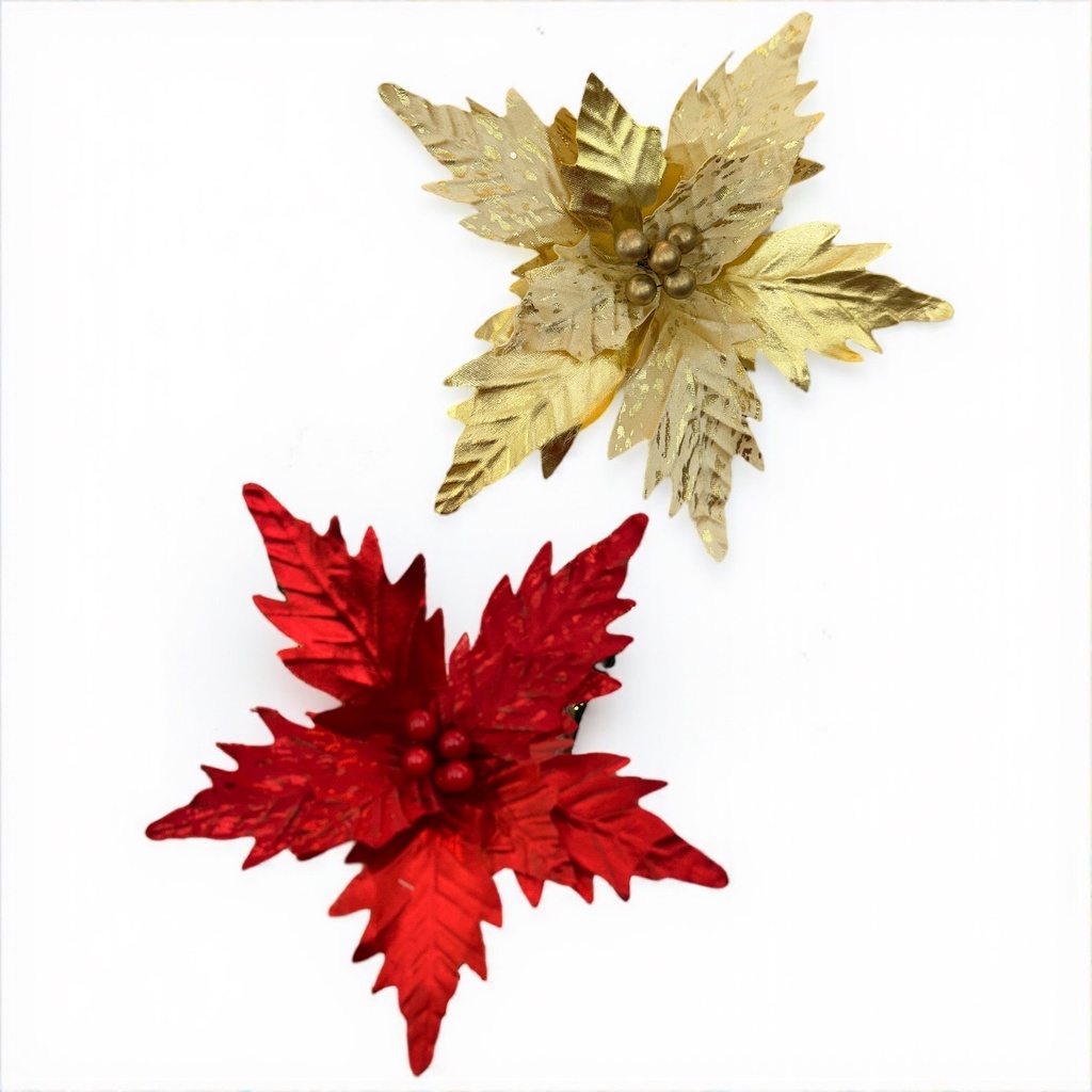 FLOR NAVIDEÑA 30CM RJ-DOR (POR MAYOR A PARTIR DE 6 UNIDADES)