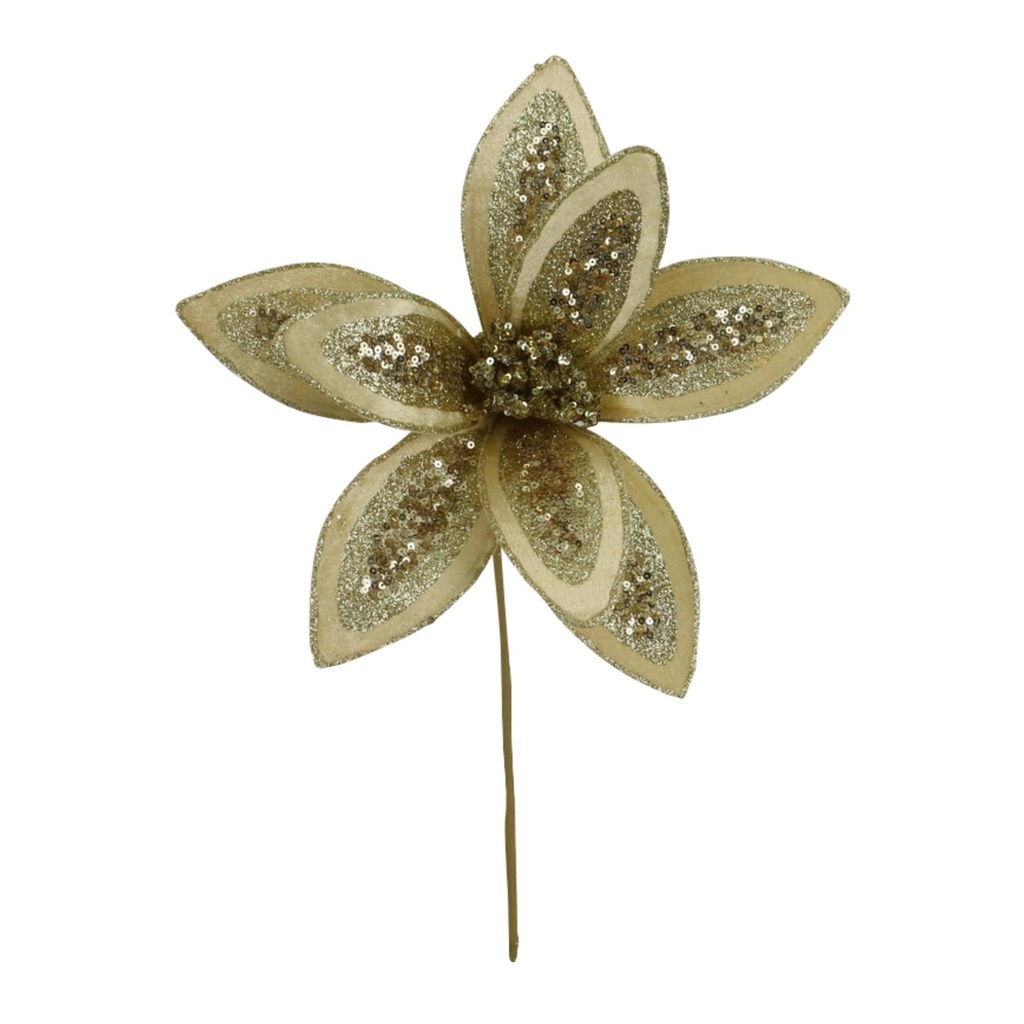 FLOR PONSETIA DORADO 30CM SANTINI