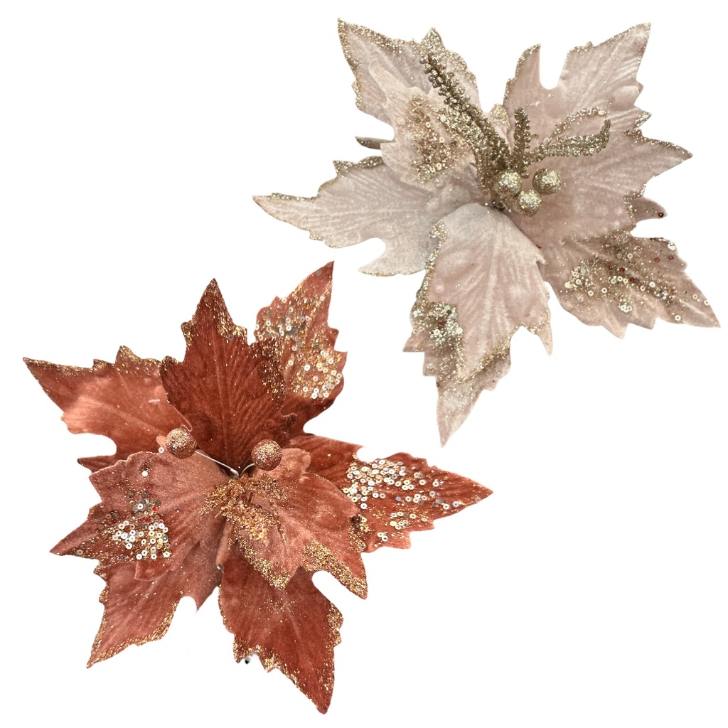 FLOR NAVIDEÑA 30CM ROSE GOLD 