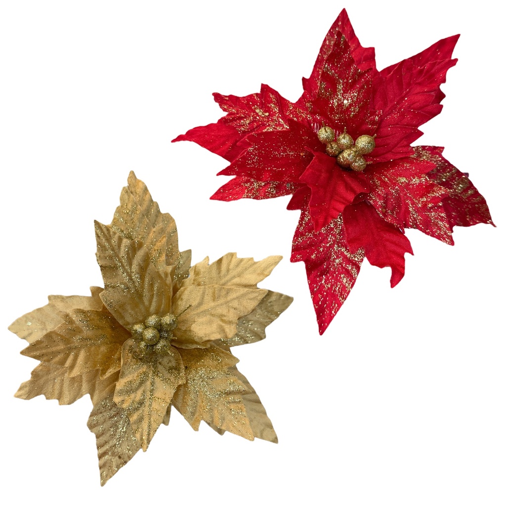 FLOR NAVIDEÑA 28CM 12PETALO ROJ-DOR