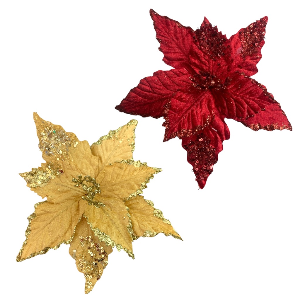 FLOR NAVIDEÑA 25CM ROJO-DORADO