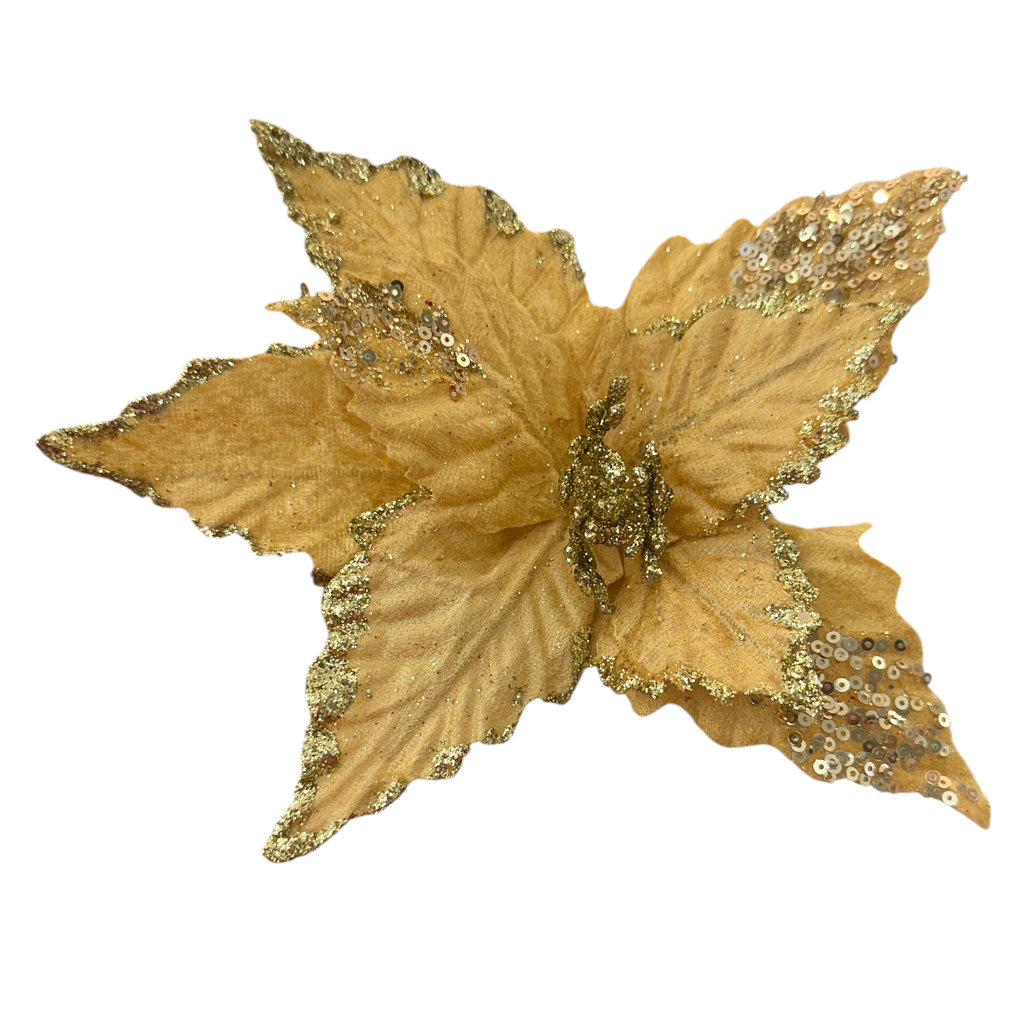 Flor navideña 25cm dorado