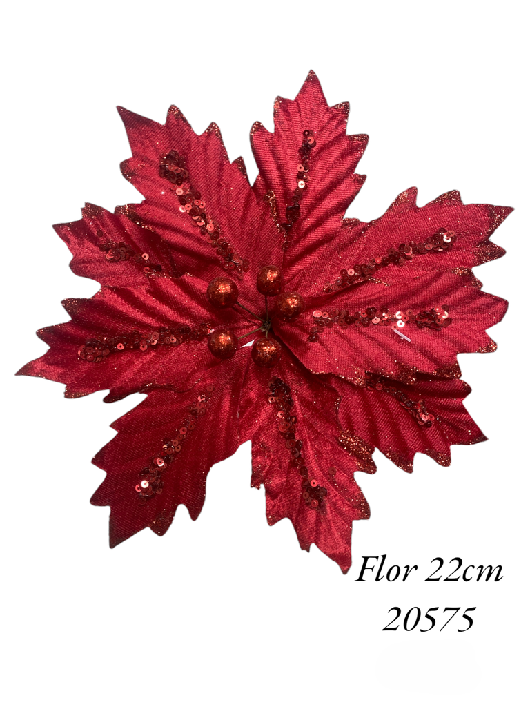FLOR PONSETIA SURT. 9PETALOS 22CM