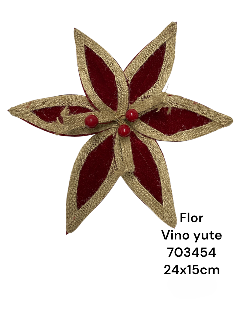 FLOR NAVIDEÑA VINO FILO YUTE. HM0426 30CM