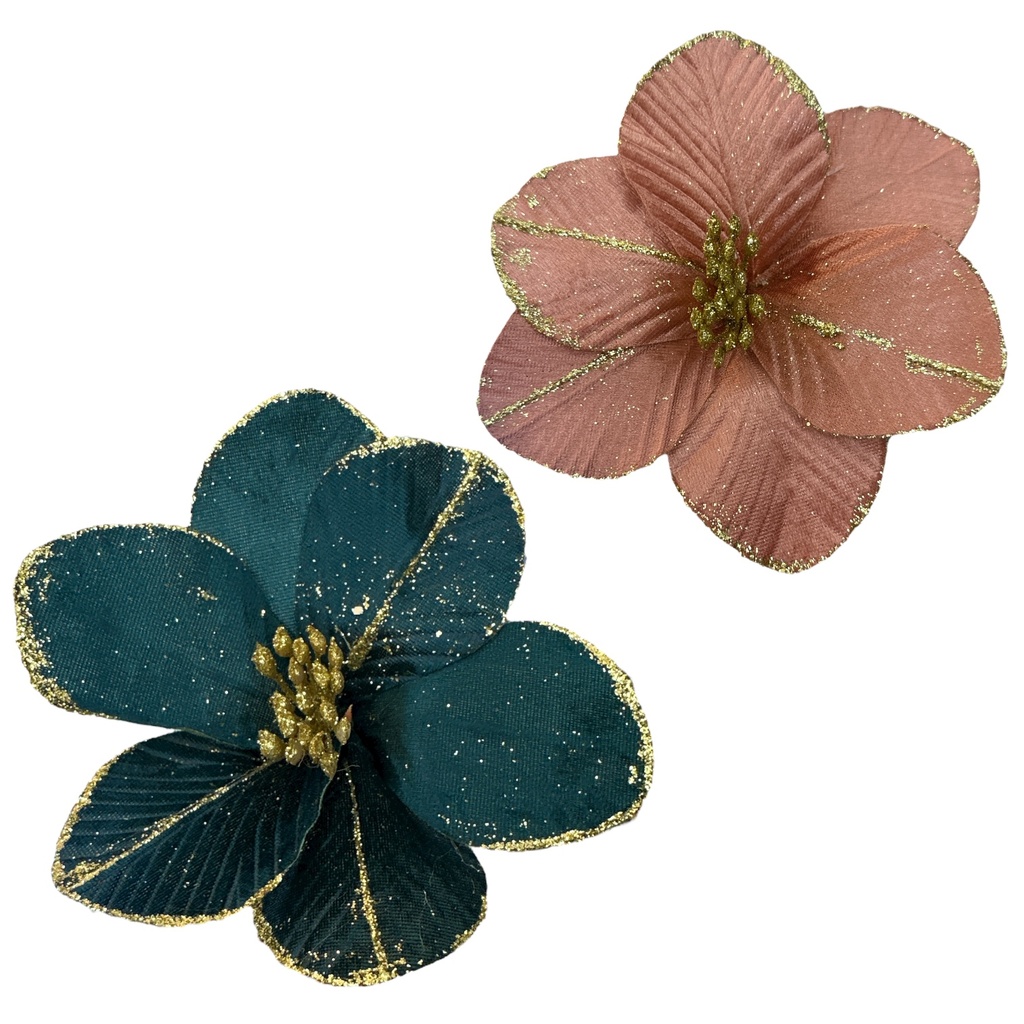FLOR NAVIDEÑA VERDE-ROSE 22CM