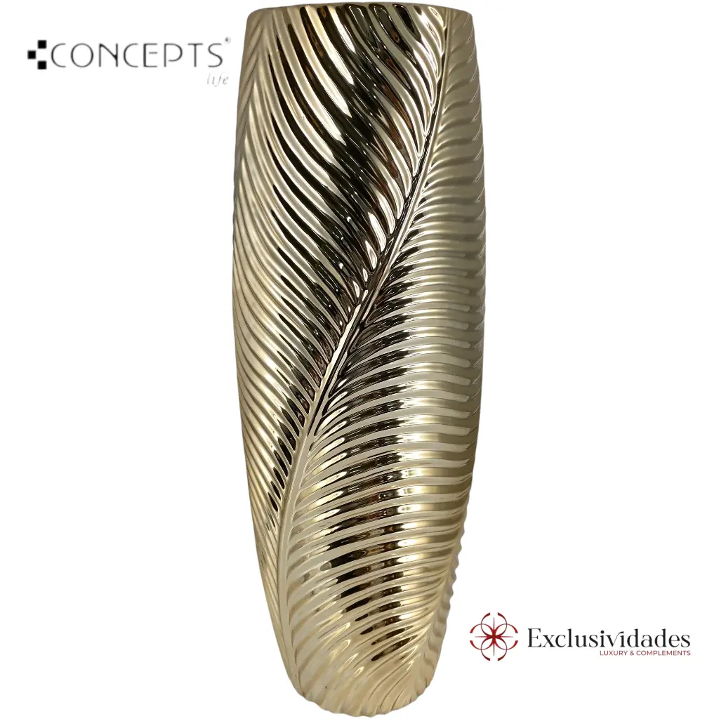 FLORERO DORADO DE PORCELANA 18X18X50CM